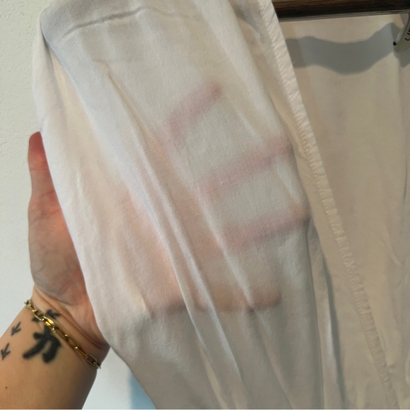 Elan White Semi Sheer Beach Swim Cover Up White Plunging V Neck Elastic Waist - Picture 3 of 10